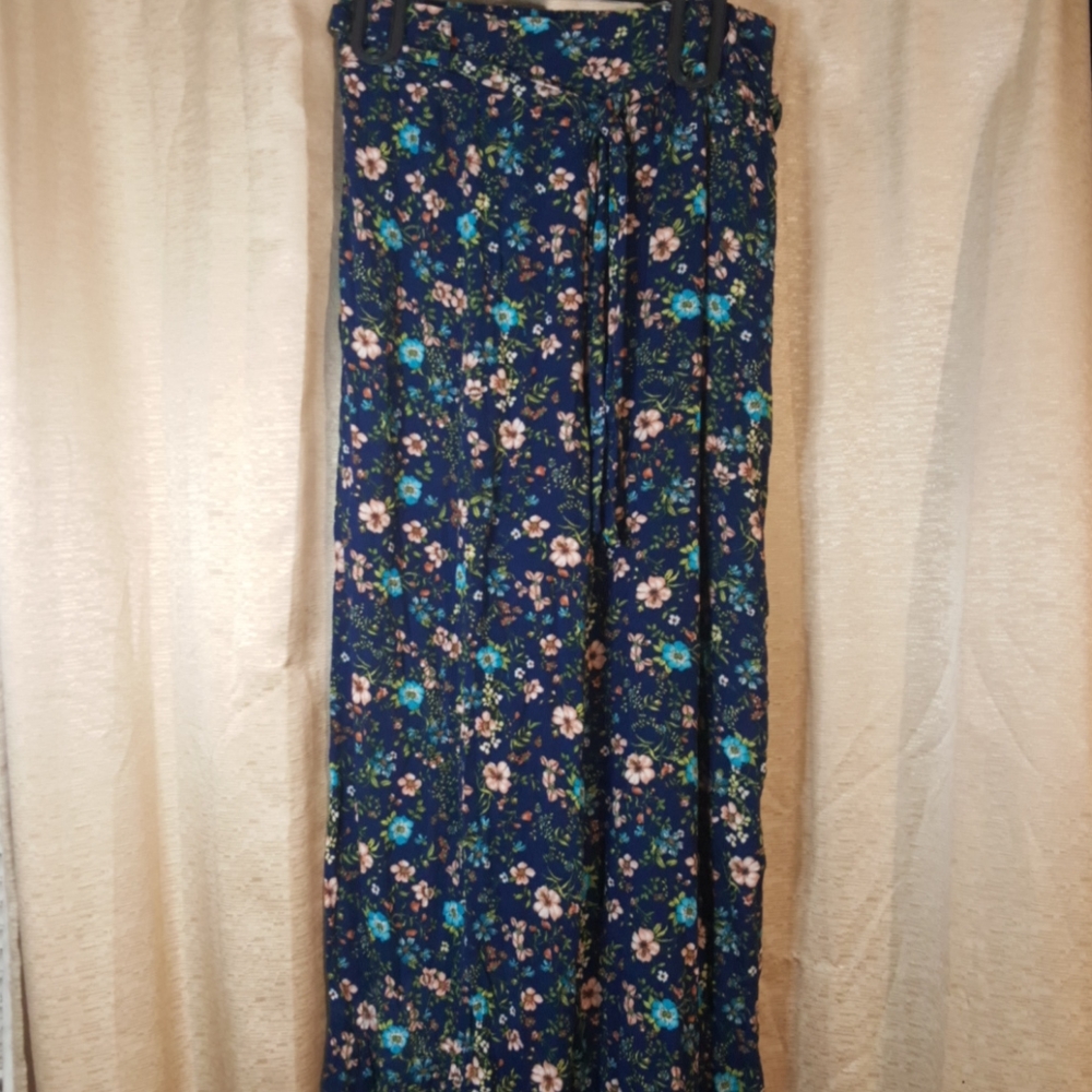 Floral blue dress pants